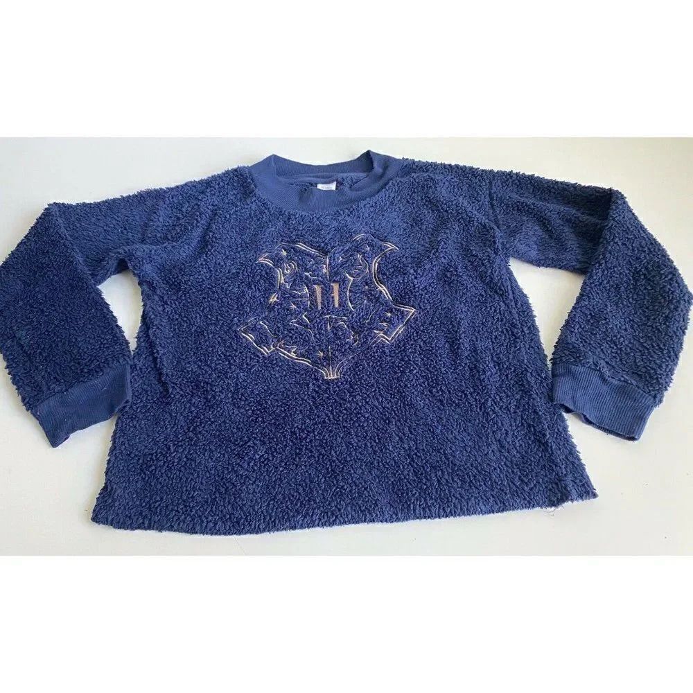 Harry Potter Women's‎ Faux Sherpa Lounge PJ Top Size Small Navy Gold